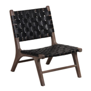Leather Slat Chair Black