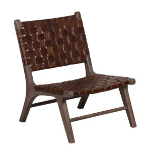 Leather Slat Chair Brown